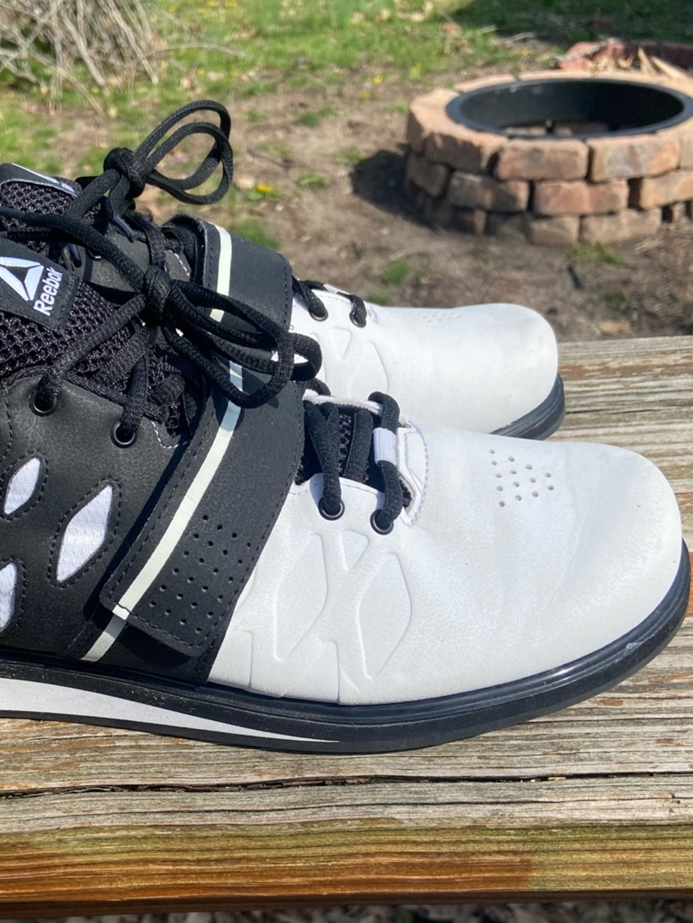 Reebok Men’s Black and White PR Weightlifting Shoes